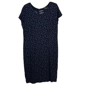 Carole Little Black Rayon Shift Geometric Print Dress Women’s 14 Vintage 90s